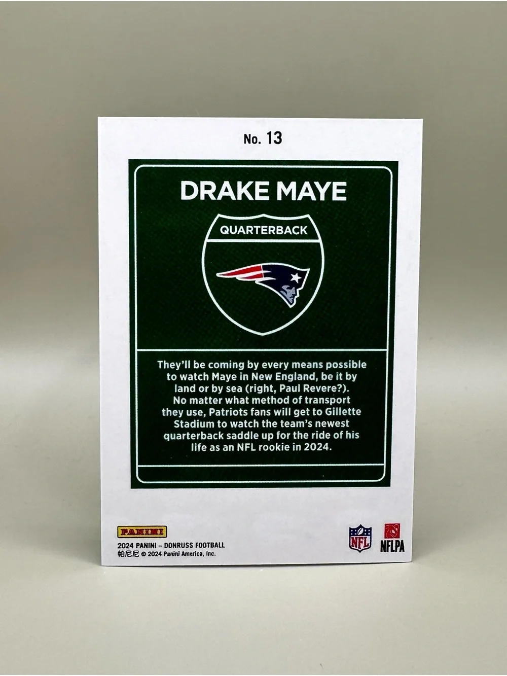Drake Maye 2025 Panini Downtown #8 Novelty Football Card. New England Patriots.